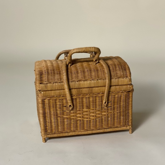 Other - Vintage Rattan Picnic Basket